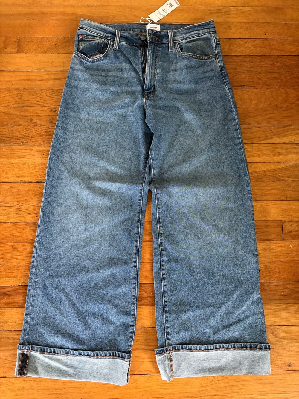 Hudson Jeans Medium Blue Jolene Wide Leg Denim